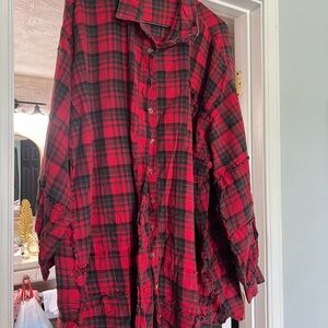 Red and Black Plaid Button-Up Shirt